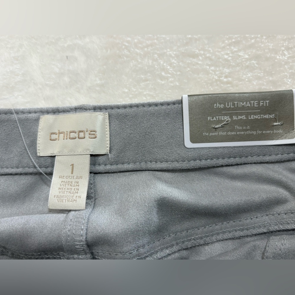 NWT Chico's Ultimate Fit Gray Stretch Faux Suede Women's Pull on Jeggings Size 1 - Picture 6 of 11